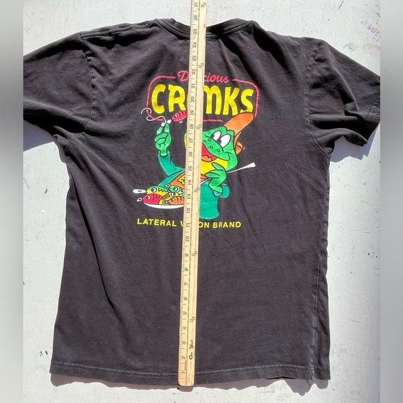 Men's Lateral Vision T-Shirt Black Cranks M Cartoon Spell-Out Anime Street Art - Picture 6 of 12